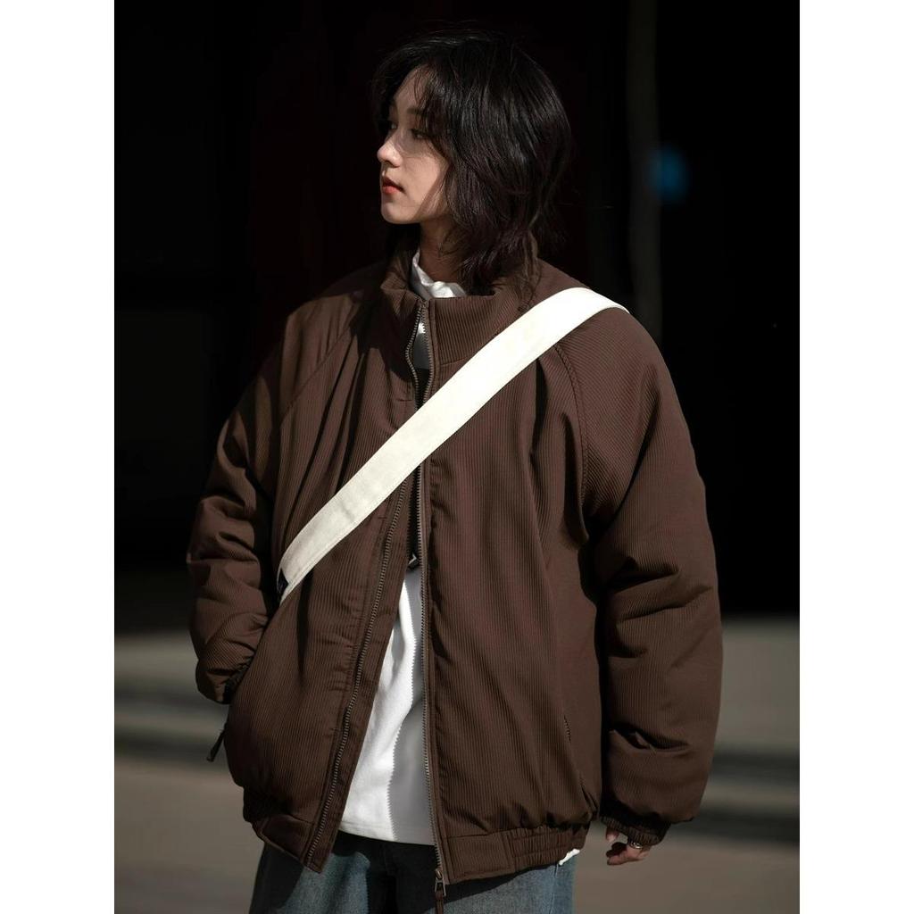 Veste rembourrée unisexe tendance style japonais à col montant – Vêtement d'extérieur ample en coton