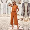 Pant Suits Women's Summer Temperament Sleeveless Top Cropped Pants 2PK Set