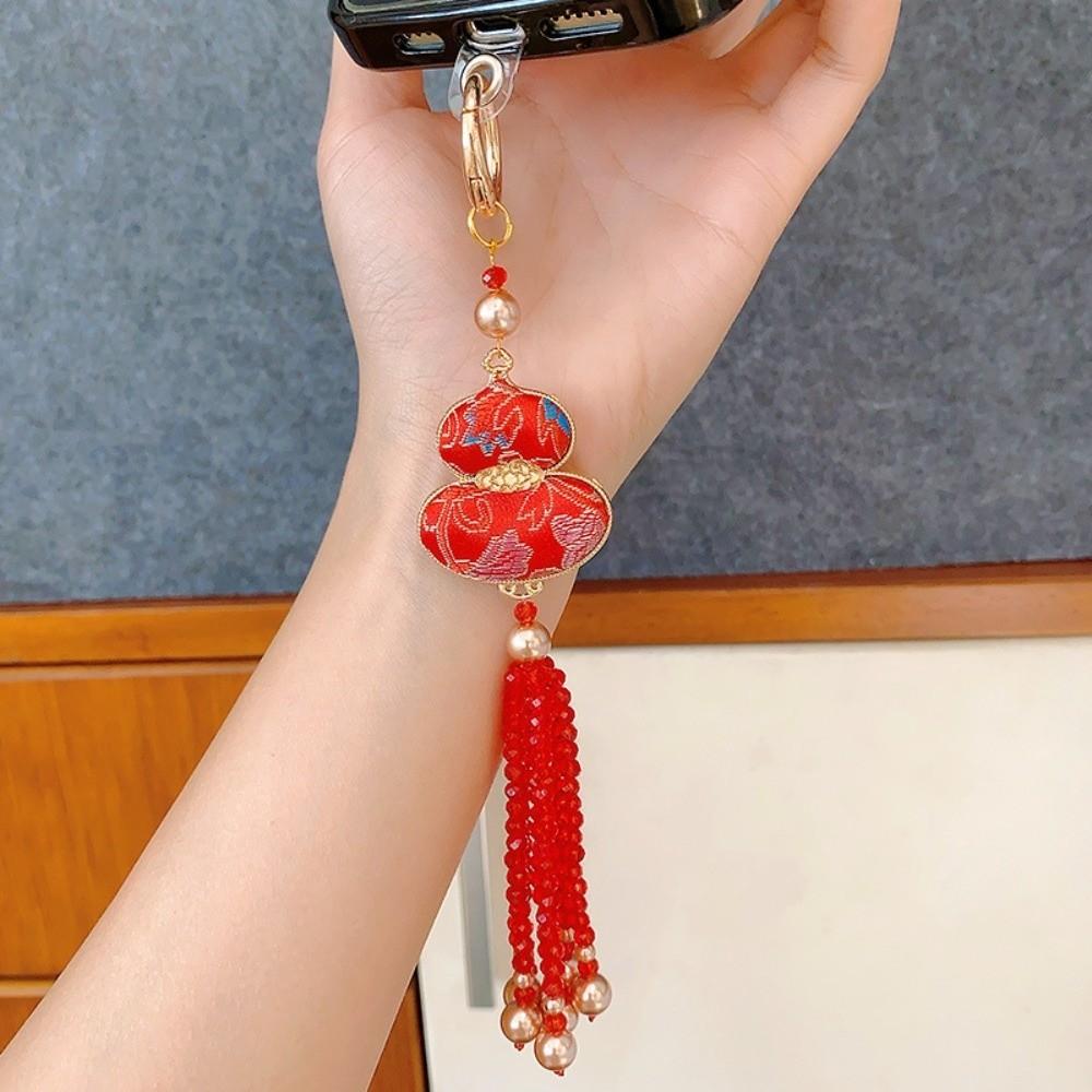 National Style Gourd Phone Strap Pendant Beaded Tassel Detachable Mobile Phone Lanyard Colorful Anti Lost Mobile Phone Charm