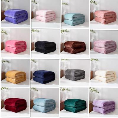 Thick Solid Color Flannel Blanket - Coral Fleece Sofa Cover & Bed Sheet
