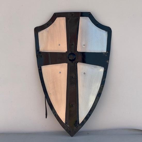 Medieval Black Cross Knight Templar Shield Metal Shield Larp Cosplay Display Shield Halloween Costume
