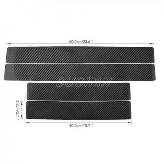 Carbon Fiber Car Door Plate Sill Scuff Cover Anti Scratch Sticker Protector 4pcs