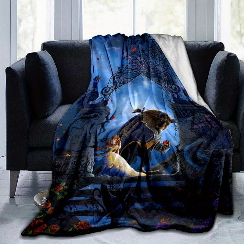 1pc. Fantasy Beauty and the Beast Garden Blanket, Home Decor, Office Throw, Outdoor Picnic Rug, Gift for Disney Fans (80x120cm)