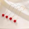Banyan Tree S925 Silver Heart Knot Festive Long Red New Year Earrings for Women