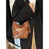 Autumn Brown Women Bucket Bags  New Casual Large Capacity Shoulder Bag Female Fashion Commuter Crossbody Bag