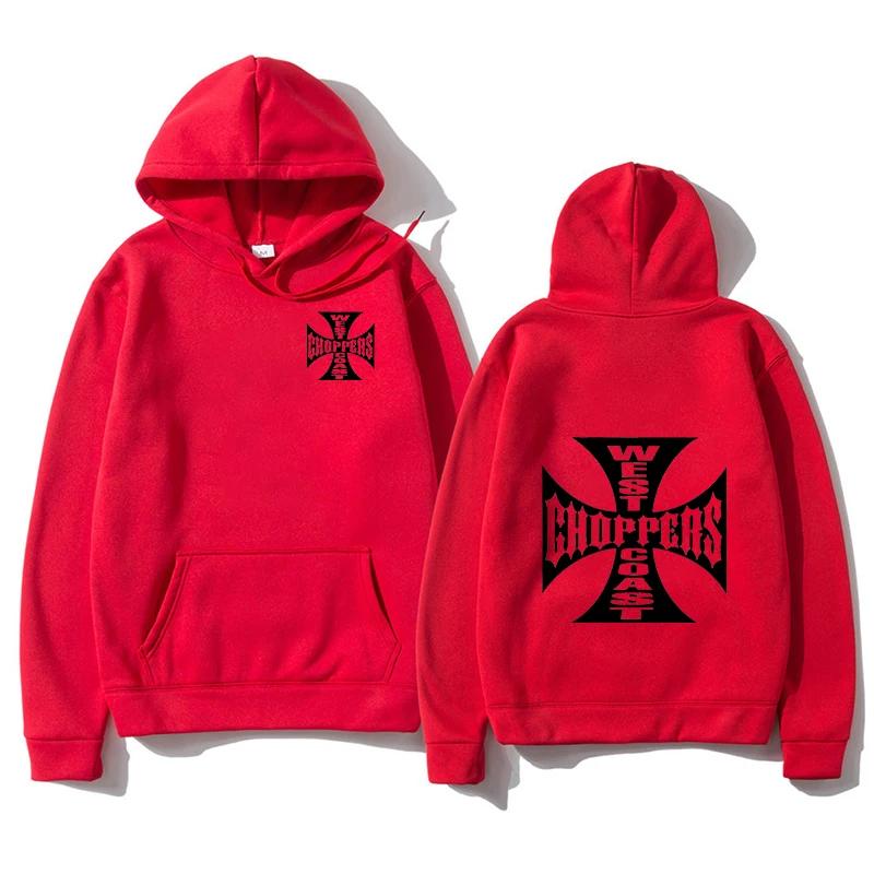 West Coast Iron Cross Choppers Printed Men's Hooded Fashion Cool Sweatshirt Unisex Fashion Fleece Oversized Hoodie Streetwear
