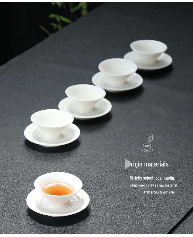 Bamboo Hat Jade Porcelain Tea Cup, Small Ceramic Kung Fu Tasting Cup, White Porcelain Gratitude Water Drop Cup