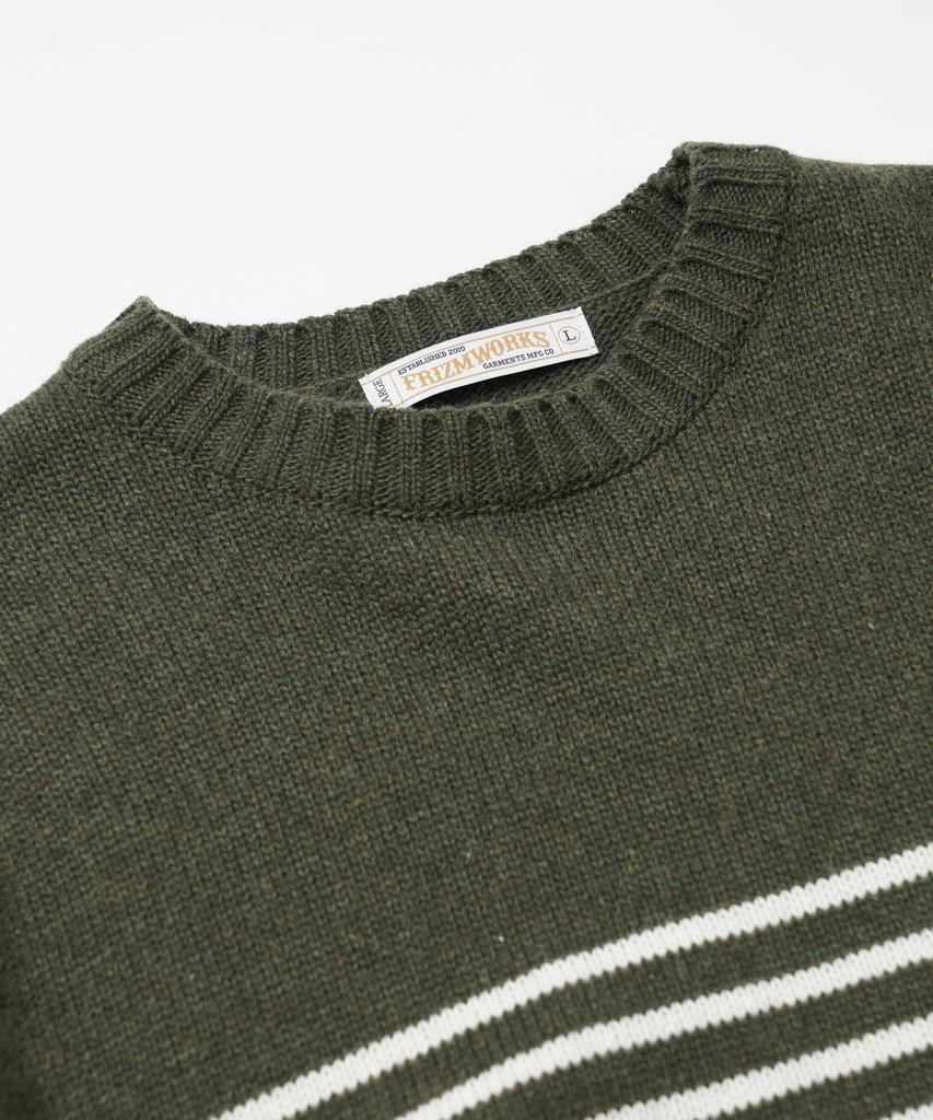 FRIZMWORKS Wool Stripe Relax Knit _ Olive