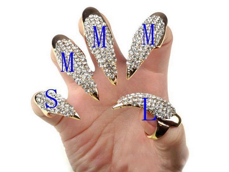 1/5Pc Exaggerate Armor Nails Rings For Women Eagle Claw Black/Gold Crystal Ring Set