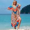 Kaftan Strandkleid Rayon Damen Boho Bunt Bedruckt Plus Size Maxi Sommer Badeanzug Cover Up