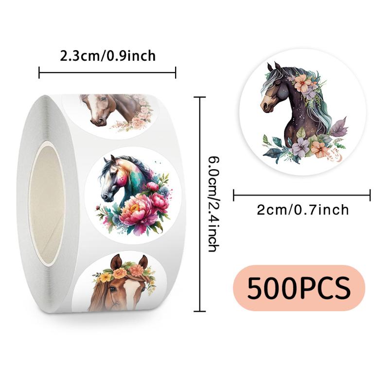 500 шт./рулон Наклейка-пломба Животное Лошадь Цветок Мультяшная Сделай сам ПВХ Наклейки для ноутбука Украшение Наклейка Награда Подарок Каваи