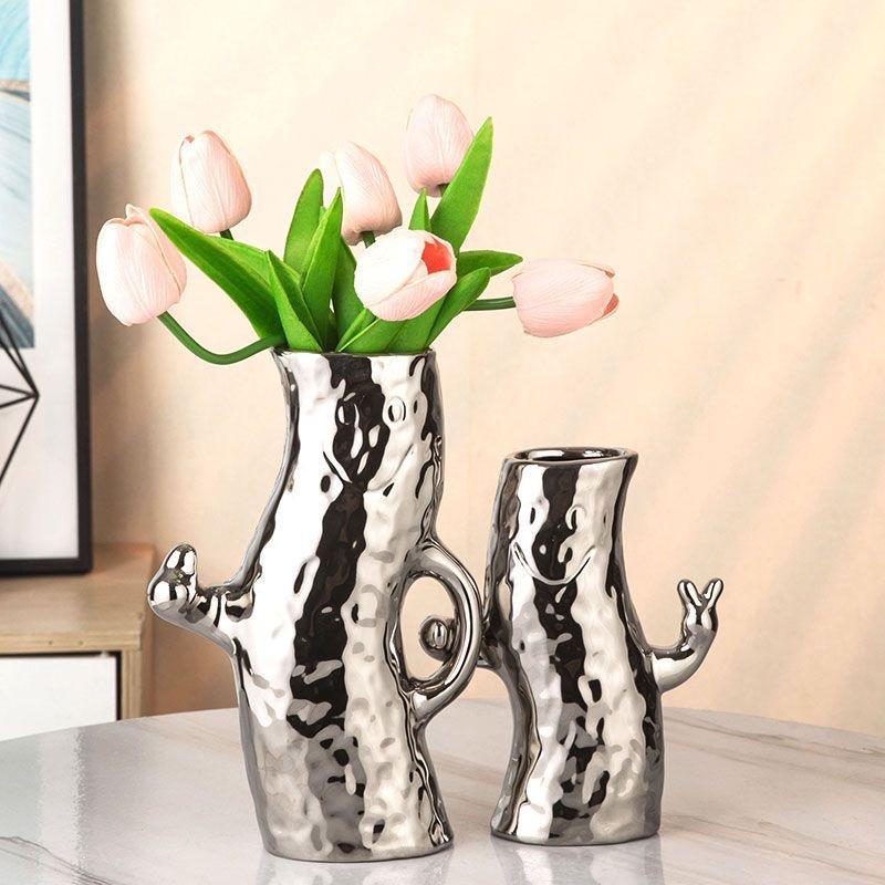 Ästhetische Smiley-Gesicht Keramikvase, Niedliche Kreative Heimdeko Blumenvase für Wohnzimmer & Tischdekoration