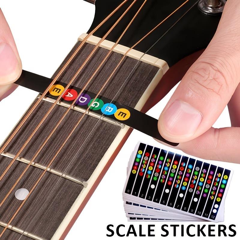 Guitar Fingerboard Note Chord Stickers With Number Mark Black Background Removable Fretboard Labels Guitar Learning Tool