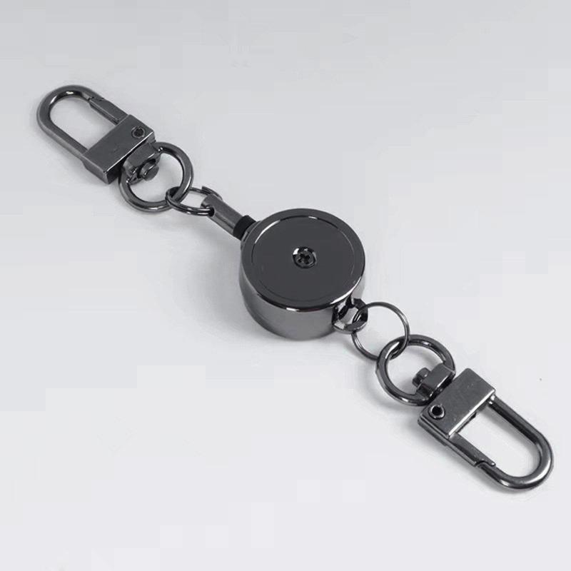 Anti-theft Retractable Key Holder Metal Easy-to-pull Buckle Rope Elastic Keychain Sporty Retractable Key Ring Nurse Accessories