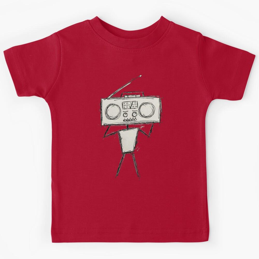 Retro Radio Head Stick Figure Kids T-Shirt 150