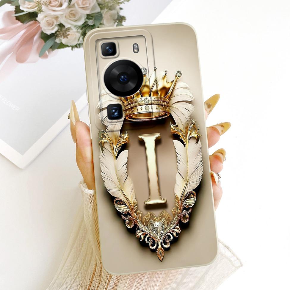 For Huawei P60 LNA-LX9 Case For Huawei P60 Pro MNA-AL00 Cover Luxury A-Z Letters 2D Painted Silicone Casing
