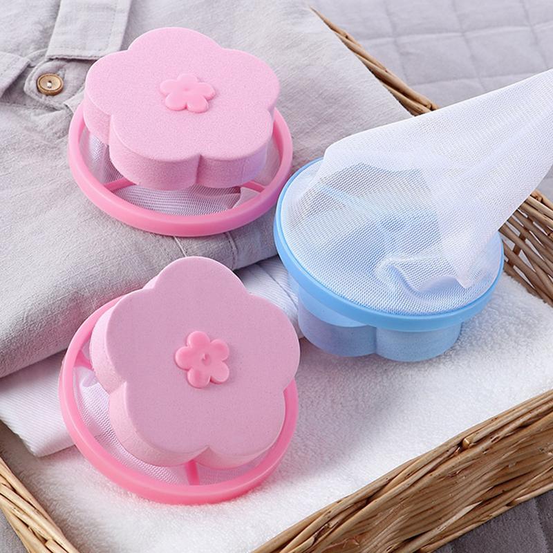 1pcs Reusable Floating Filter Bag For Washing Machine Flower-shaped Hair Removal Catcher Fine Mesh Strainer Cleaning Balls
