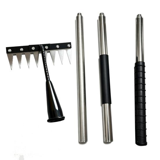 Weeding Rake Detachable Design Manganese Steel Garden Weeder Rake with Sharp Tip Wide Teeth Soil Penetration Rake