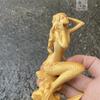 Wood Mermaid Statue Water Fish Girl Sculpture Handmade Wood Carving Home Decoration Beauty Figure Craft Collection Girl Gift