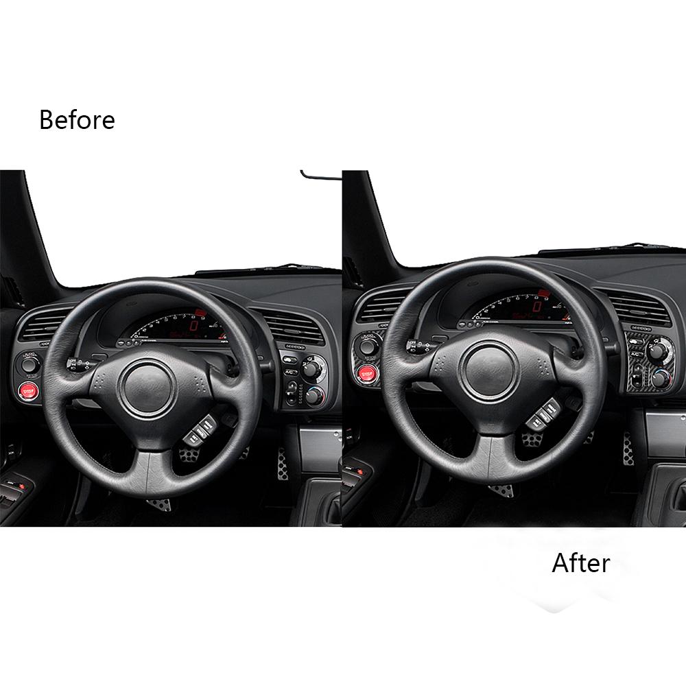 1 Set Carbon Fiber Dashboard Side Button Panel Trims For Honda S2000 2000-2009