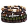 DIEZI Bohemian Multi Layer Handmade Wood Beads Strand Bracelets For Women Men Ethnic Elastic Rope Bracelet Pulseira Feminina
