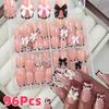 96pcs/Box Leopard Square Head Press On Nails Nail Art Finished Nail Tips  Women/Girls