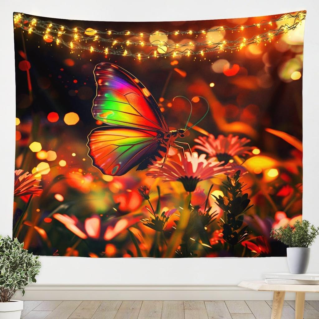 3D Peach Tapestry For Bedroom Aesthetic White Flower Tapestry Chic Rustic Floral Wall Tapestry,Green Leaves Tapestries Pink And