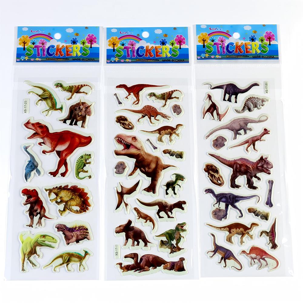 12pcs Dinosaur Bubble Stickers Cool Animal 3D Puffy Bulk Sticker Handmade DIY Hand Account Funny Cartoon Decoration Decals Toys