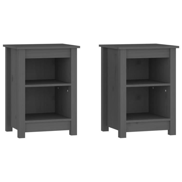 VidaXL Bedside Tables 2 Pcs Grey 40x35x55 Cm Solid Pine Wood 820961