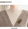 Women's Winter Knit Sweater with Fleece Lining, Faux Two-Piece, Thickened & Warm