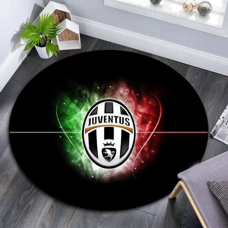 Juventus Football Club Round Area Rug,Carpet Rug for Living Room Bedroom Sofa Playroom Decor,Non-slip Floor Mat