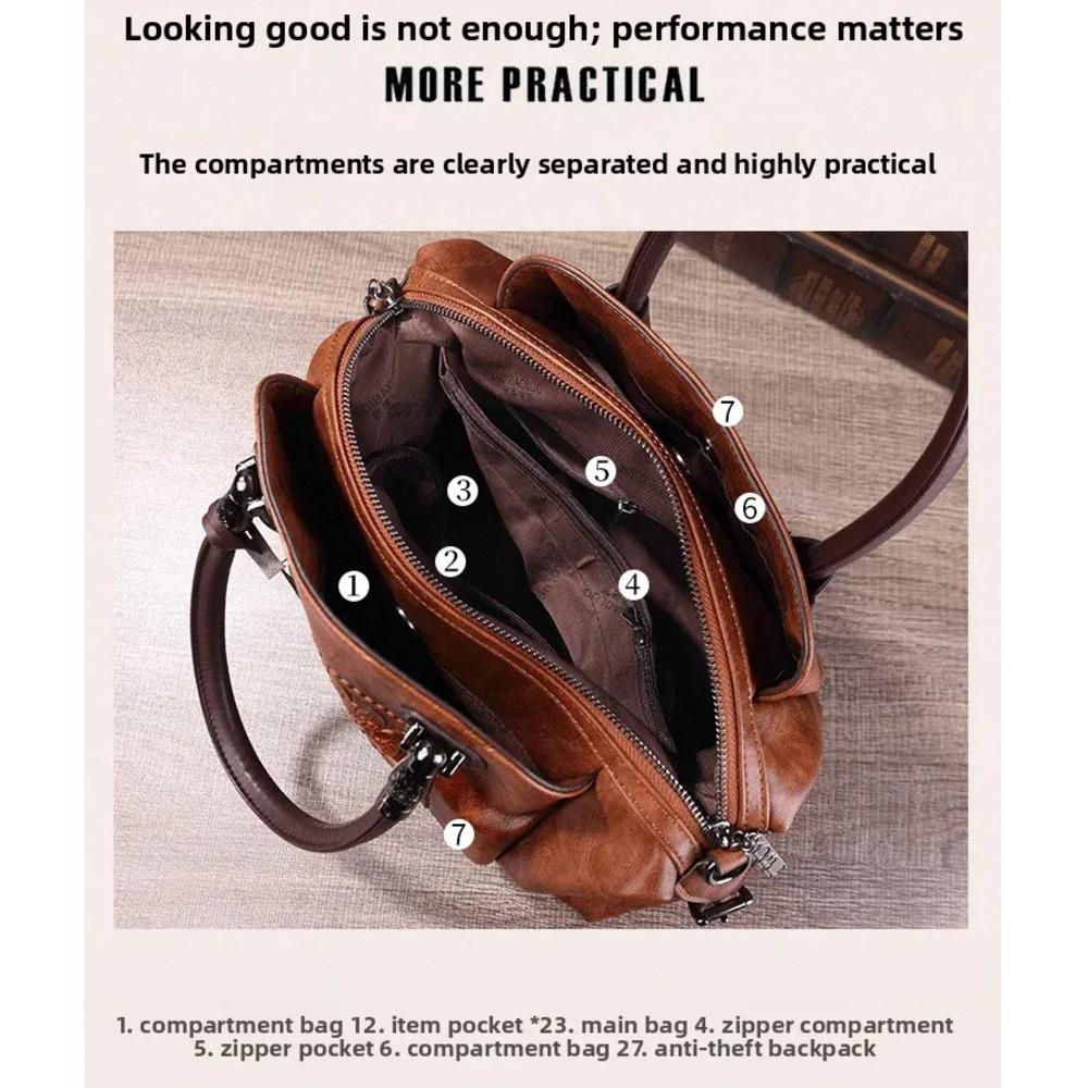 Vintage Style Women's Crossbody Bag Retro Embossed PU Leather Large Capacity Shoulder Messenger Bag with Gradient Color