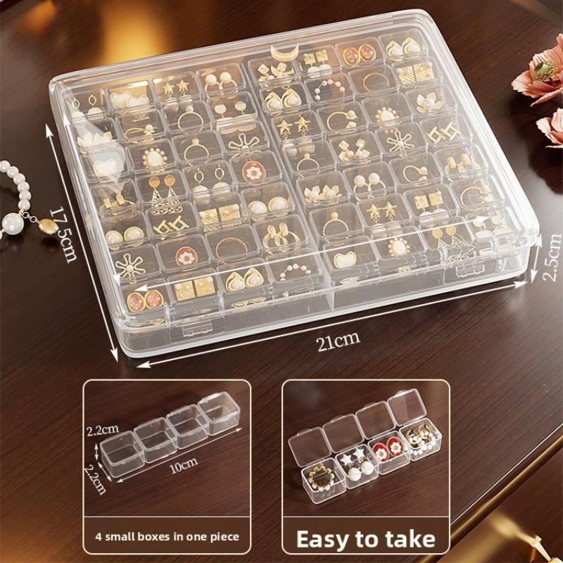 

Коробка для зберігання сережок, Ювелірні вироби, Сережки-пусети, Сережки, Намиста, Кільця, Аксесуари, Захист від окислення, Портативна прозора міні-маленька коробка 56 squares 1pc