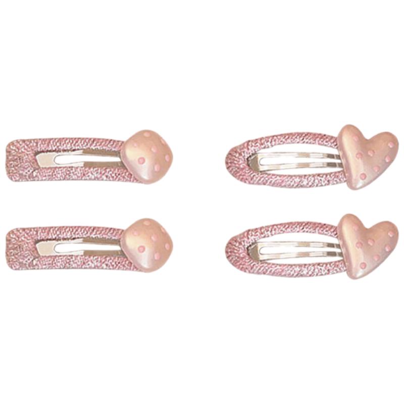 Girls  Cute Polka Dot Heart Hair Clips (4 Pcs)