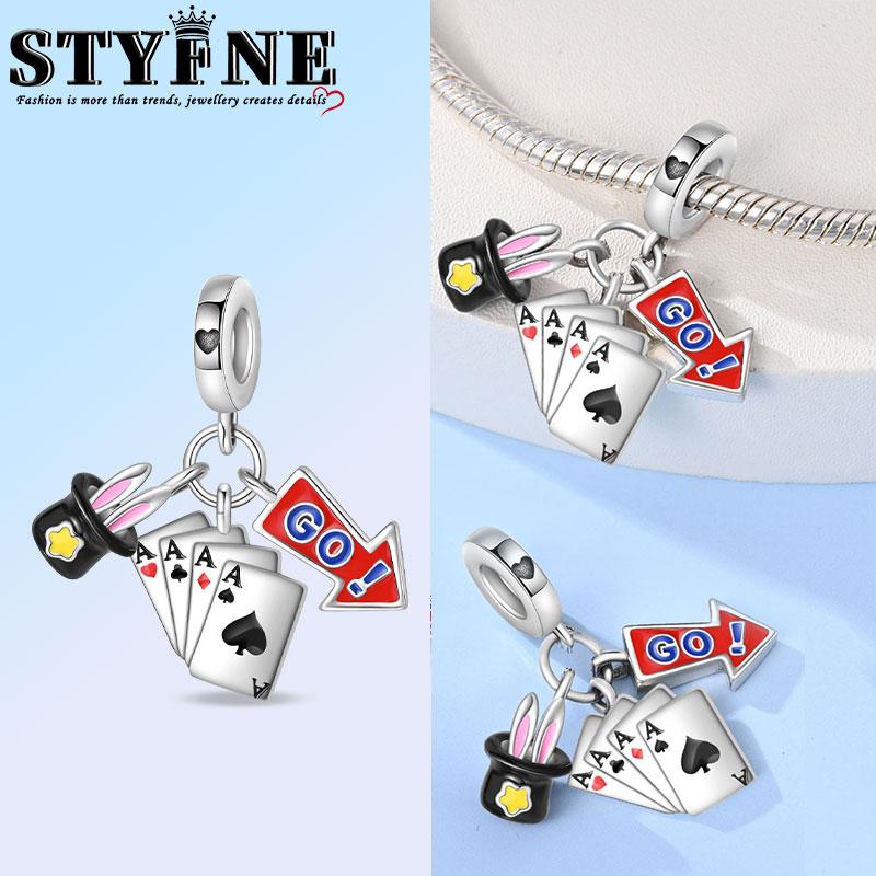 Anniversary Halloween Series Copper Circus, Clowns & Tickets Triple Dangle Charm Fits 3Mm Bracelet Funny Joker Beads Jewelry