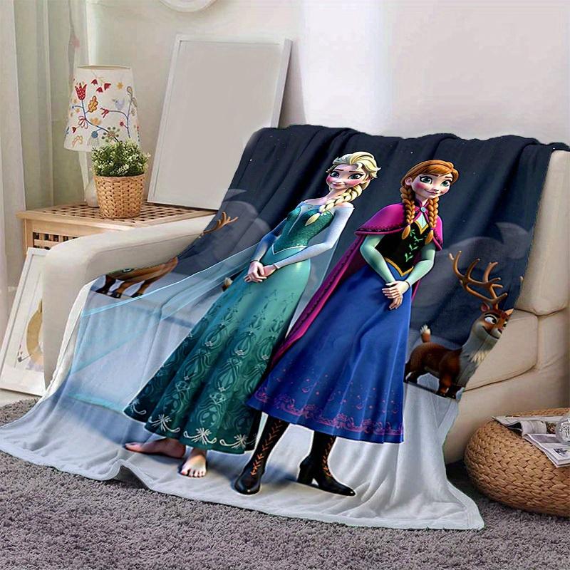 1pc, Cartoon Blanket, Winter Wonderland Theme, Elsa and Anna, Perfect for Home Decor, Soft Flannel Throw Blanket, Versatile & Cozy for Bedroom, All Se