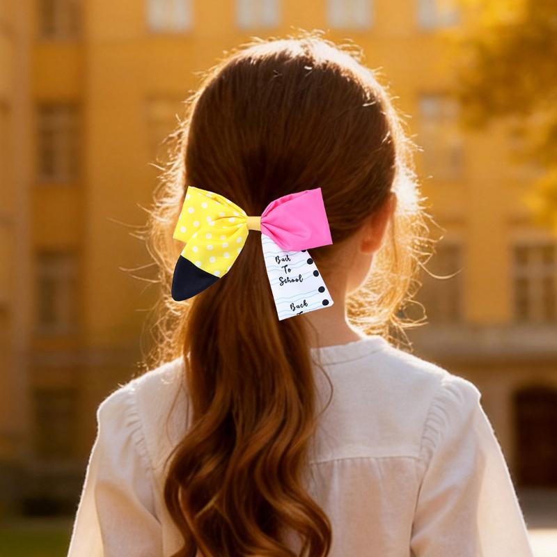 Back To School Pencil Bow Hair Clips Cute Letter Hair Rope Hari Hoop Fabric Hair Accessory For Daily Party Wear Hair Decoration