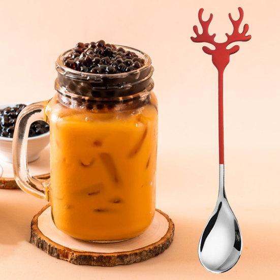 Ice Cream Scoop Food Grade 304 Stainless Steel Christmas Elk Dessert Coffee Spoon