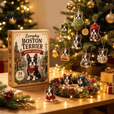 Gift Tags for Christmas Terrier Dog Countdown Calendar, 24 Pcs Acrylic Ornament Hanging Decorations Set Holiday Tree Decoration And Home Xmas