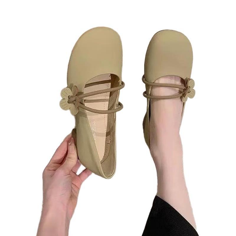 French Flat-soled Fairy Single Shoes Female 2025 Spring and Autumn New Mary Jane Shoes Temperament One-pedal Soft-soled Beanie Shoes