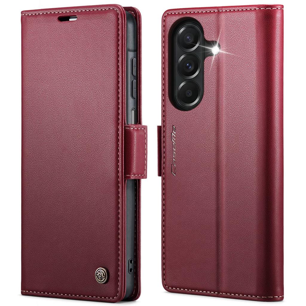 Magnetic Wallet Case for Samsung Galaxy A27, PU Leather Flip Cover, RFID Blocking Card Holder, Kickstand, Shockproof Slim Case