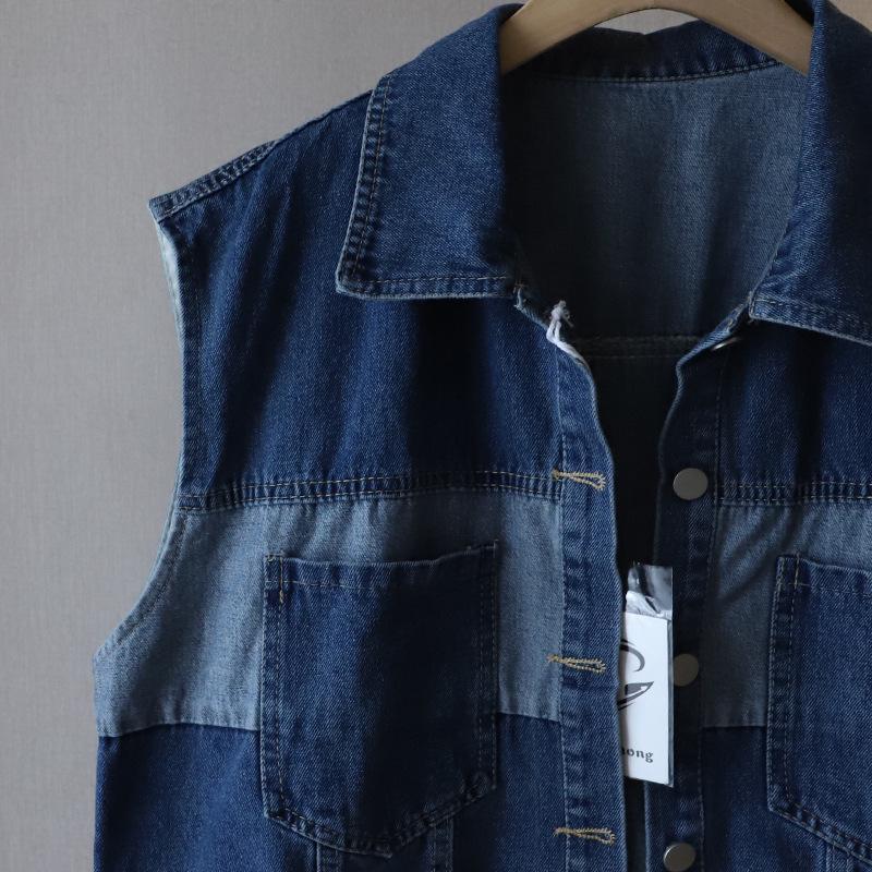 Bi Zheng 2025 Spring Korean-Style Age-Reducing Loose Denim Vest for Women