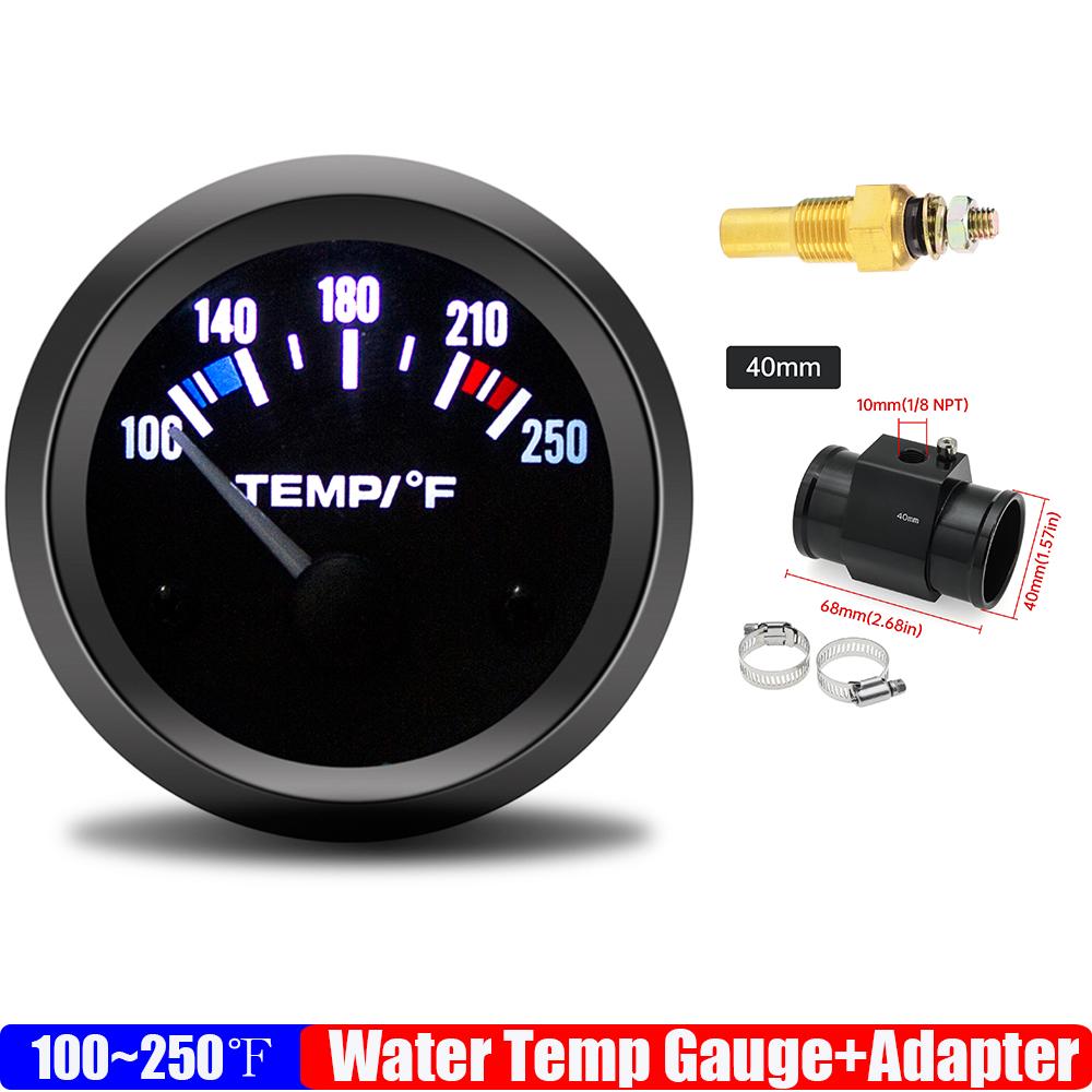 

100-250℉ 52 мм датчик температуры воды с радиатором, соединительный шланг датчика, адаптер 26 28 30 32 34 36 38 40 мм для бензинового автомобиля