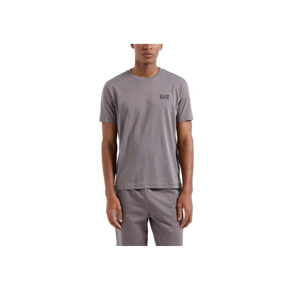 Emporio Armani EA7 Letter Print Crew Neck Pullover Straight Fit Short Sleeve T-Shirt Men Tops Gray 8NPT25-PJVPZ-1992