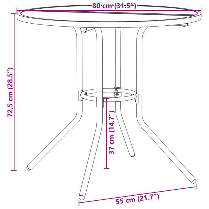 VidaXL Table de patio ronde anthracite acier enduit de poudre, table d'extérieur, meuble bistro, table bistro, table de 4009263