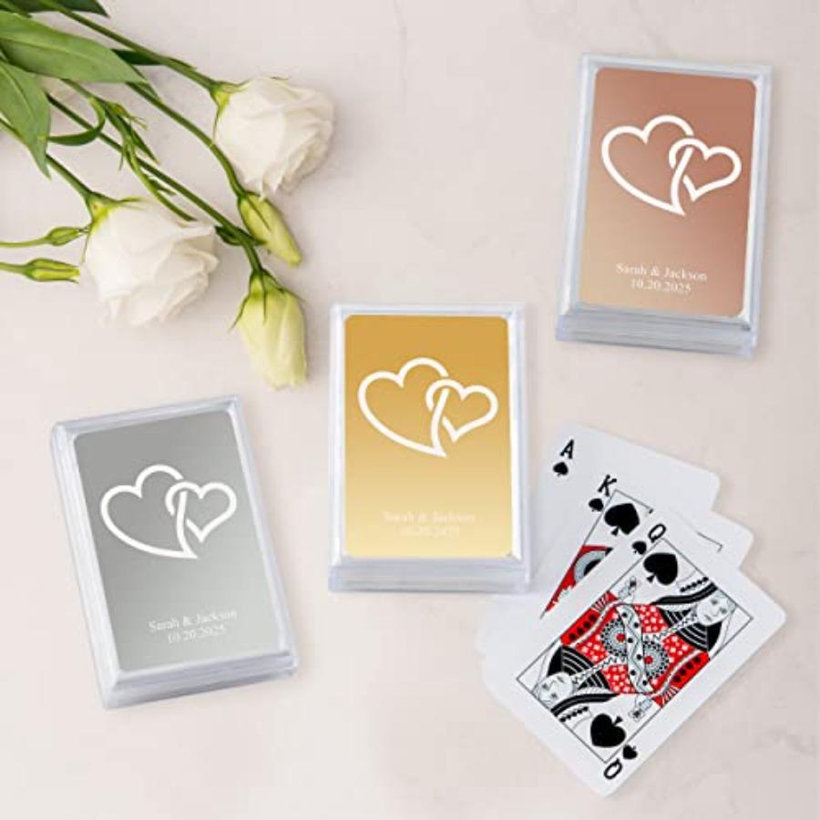 

Customizable Metallic Printed Playing Cards for Party Games and Magic Tricks Double Hearts Design Pack of 25 with Premium Refle United States