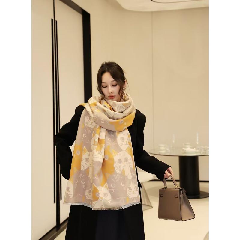 Women S Double Sided Faux Cashmere Warm Shawl Fashion Versatile Cape Scarf