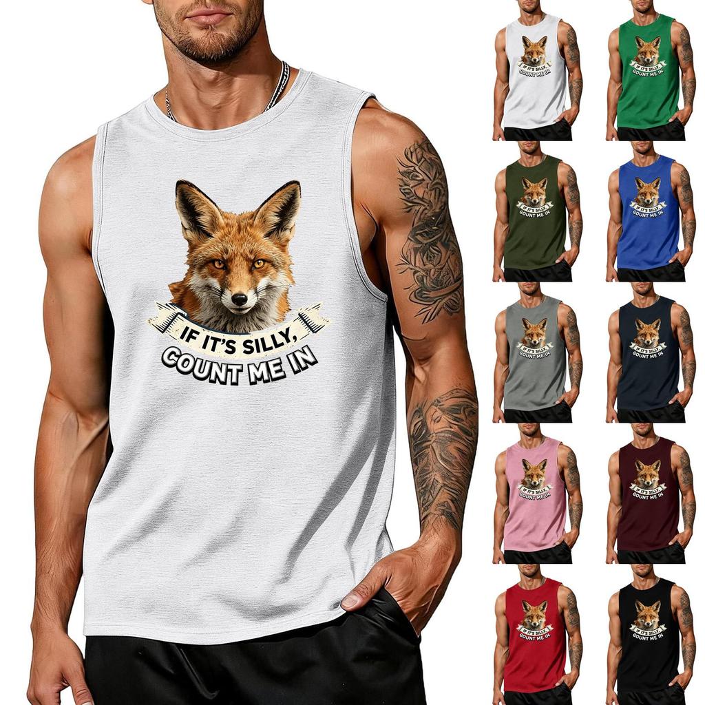 Men's Funny Animal Saying Tank Top - Loose Fit Breathable Summer Vest for Gym and Street