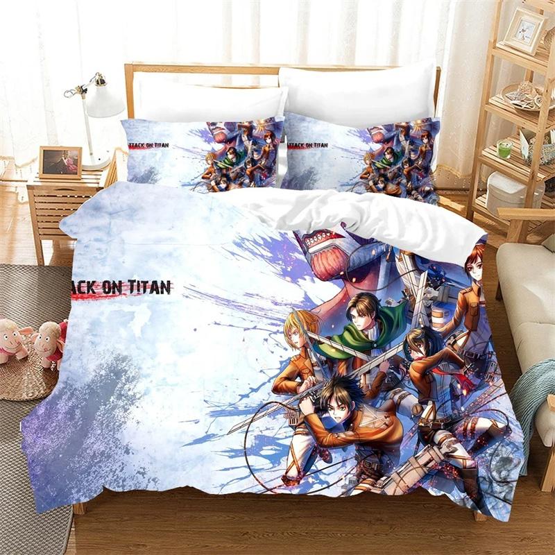 3D Printed Attack On Titan Duvet Cover Bedding Comforter sets Soft Quilt Cover and Pillowcases Single/Double/Queen/King