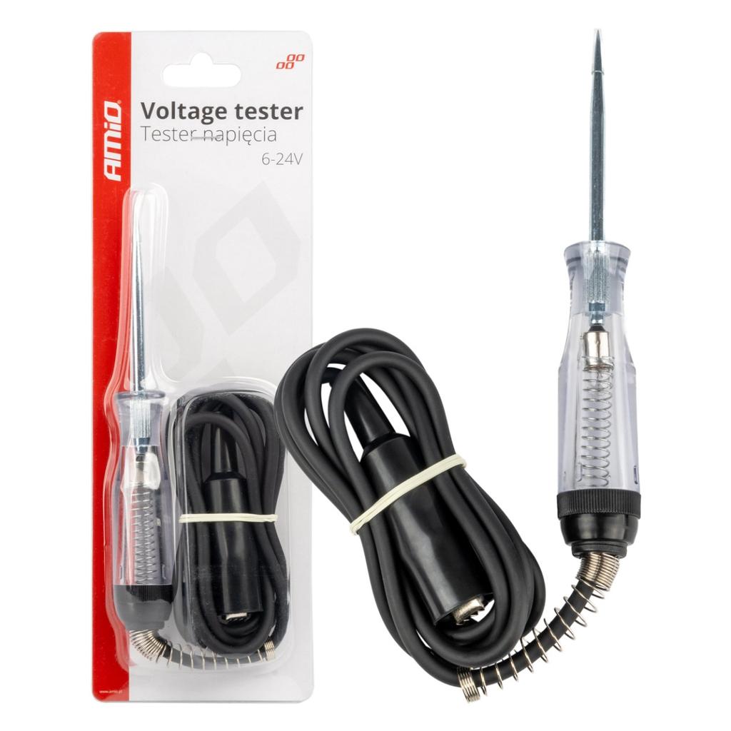 Car voltage tester with crocodile clamp 6-24V AMIO-04273